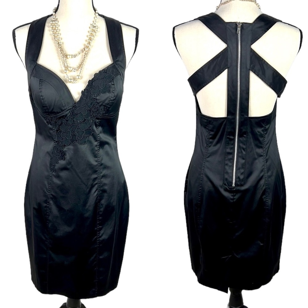 Halter Bodycon Dress Satin Strappy Back size 9/10